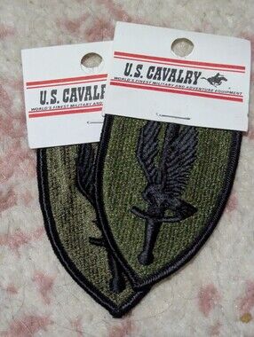 U.S. Cavalry Olive Green Winged Sword Patch - Pair